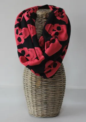 Pink & Black Skull Infinity Scarf