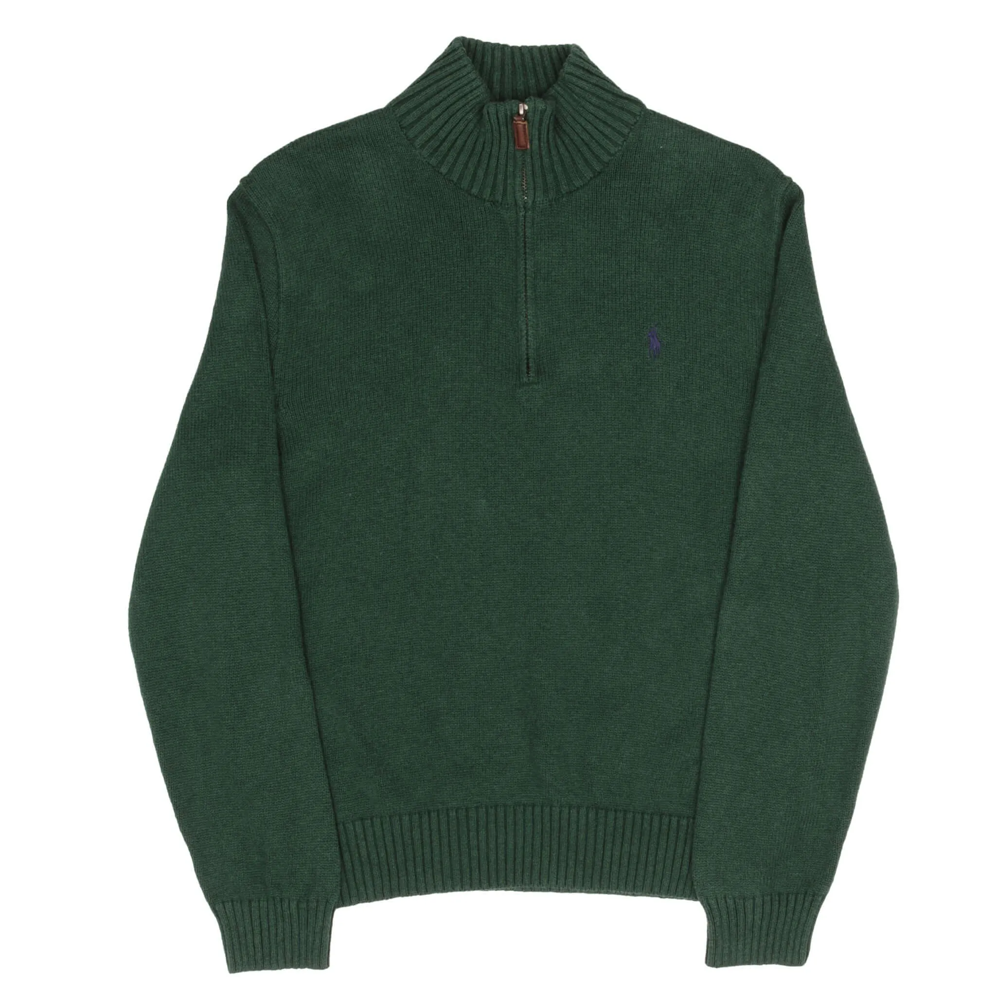 POLO RALPH LAUREN GREEN KNIT QUARTER 1/4 ZIP SWEATER SIZE MEDIUM