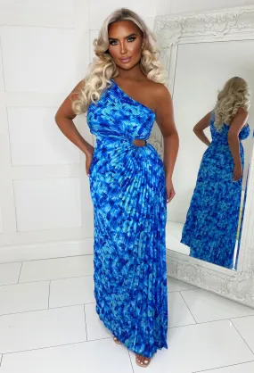 Pretty Pleats Blue Pleated Maxi Dress