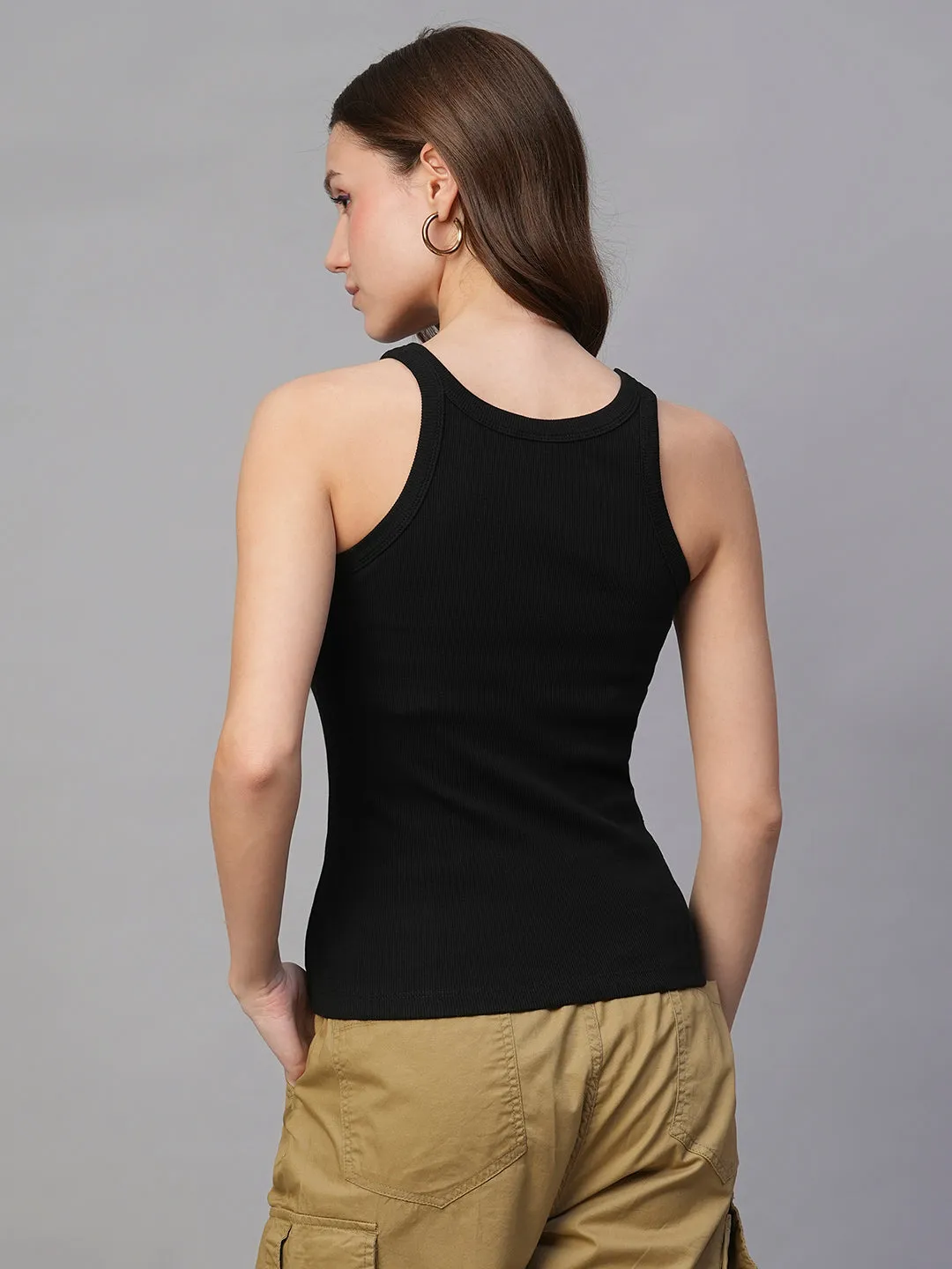 Pronk Ribbed Sleeveless Tank - Black