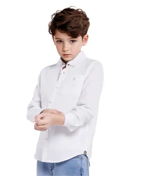 Rare Ones Kids Presto White Cotton Full Sleeve Regular Fit Button Down Solid Shirt