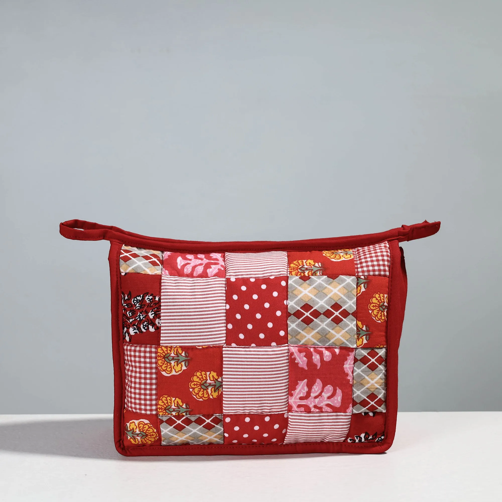 Red - Handcrafted Patchwork Quilted Multipurpose Toiletry Bag