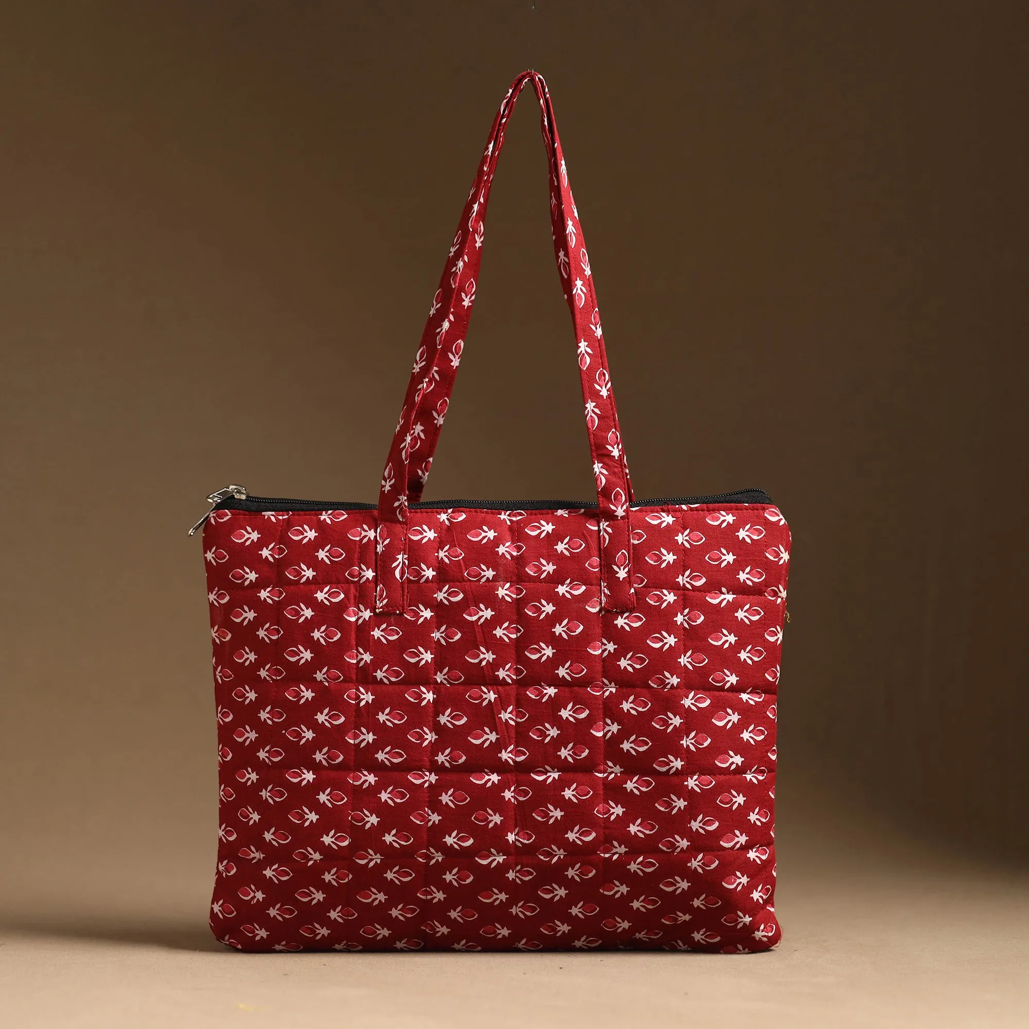 Red - Handcrafted Quilted Cotton Hand Bag 18