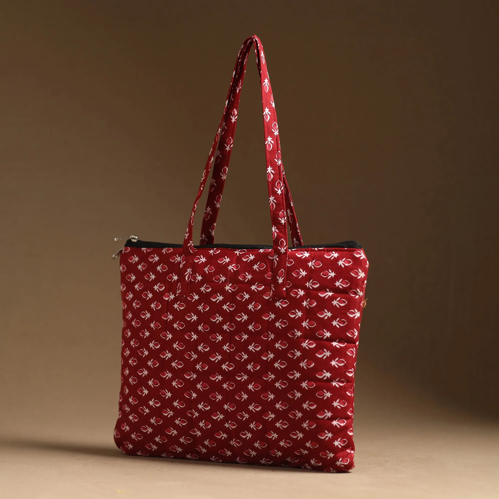 Red - Handcrafted Quilted Cotton Hand Bag 18