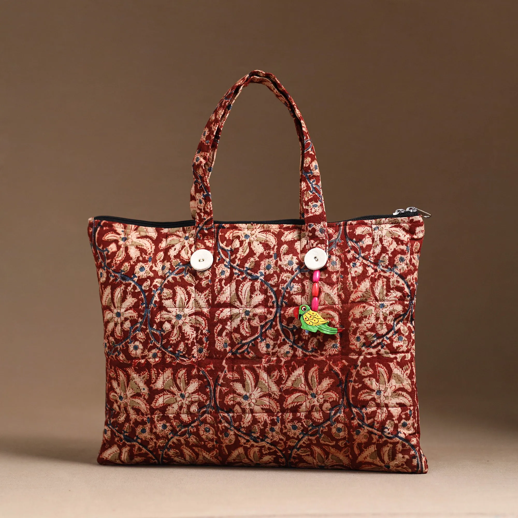 Red - Handcrafted Quilted Cotton Hand Bag 20