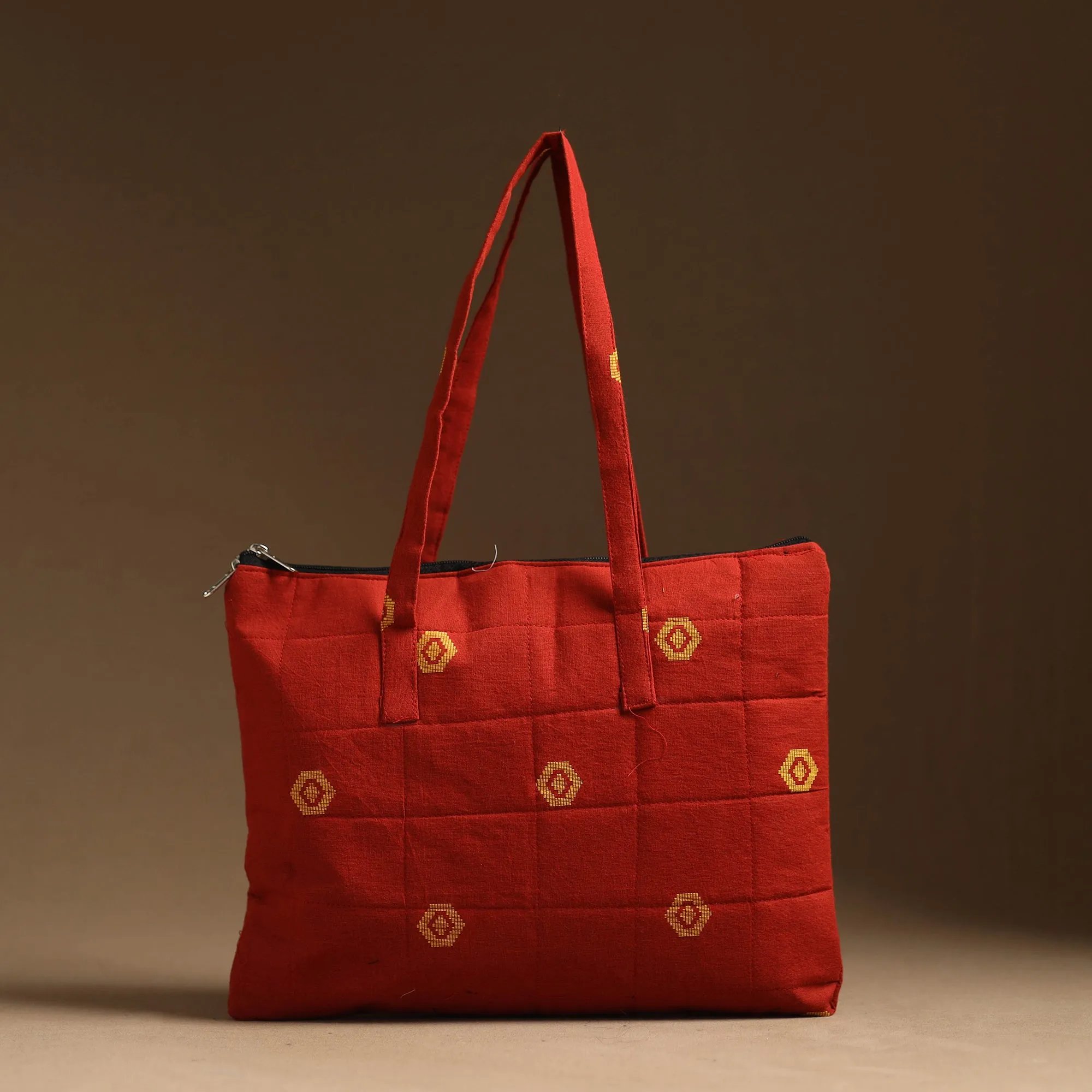 Red - Handcrafted Quilted Cotton Hand Bag 30