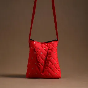 Red - Handcrafted Quilted Silk Sling Bag 14