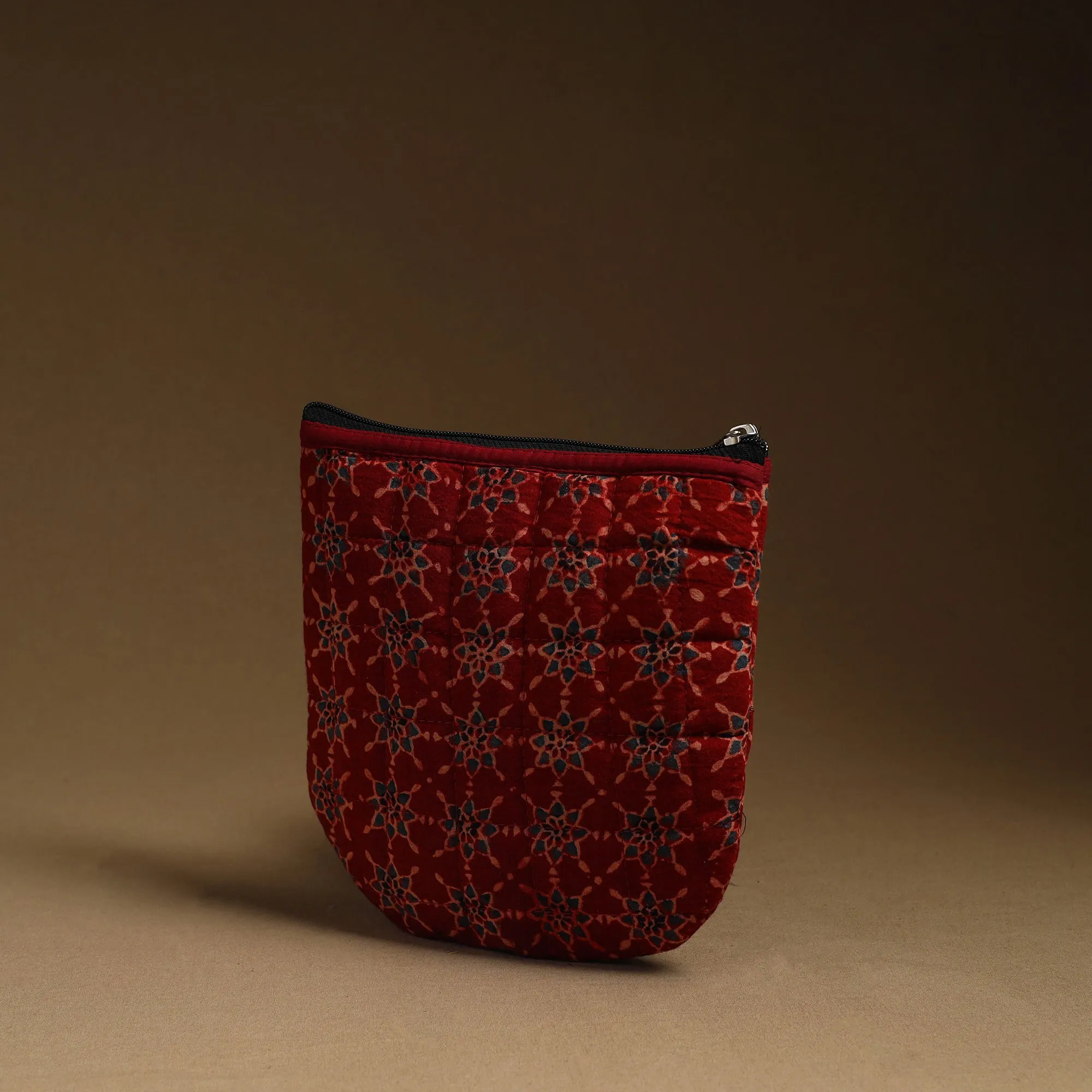 Red - Handmade Quilted Cotton Utility Pouch 16