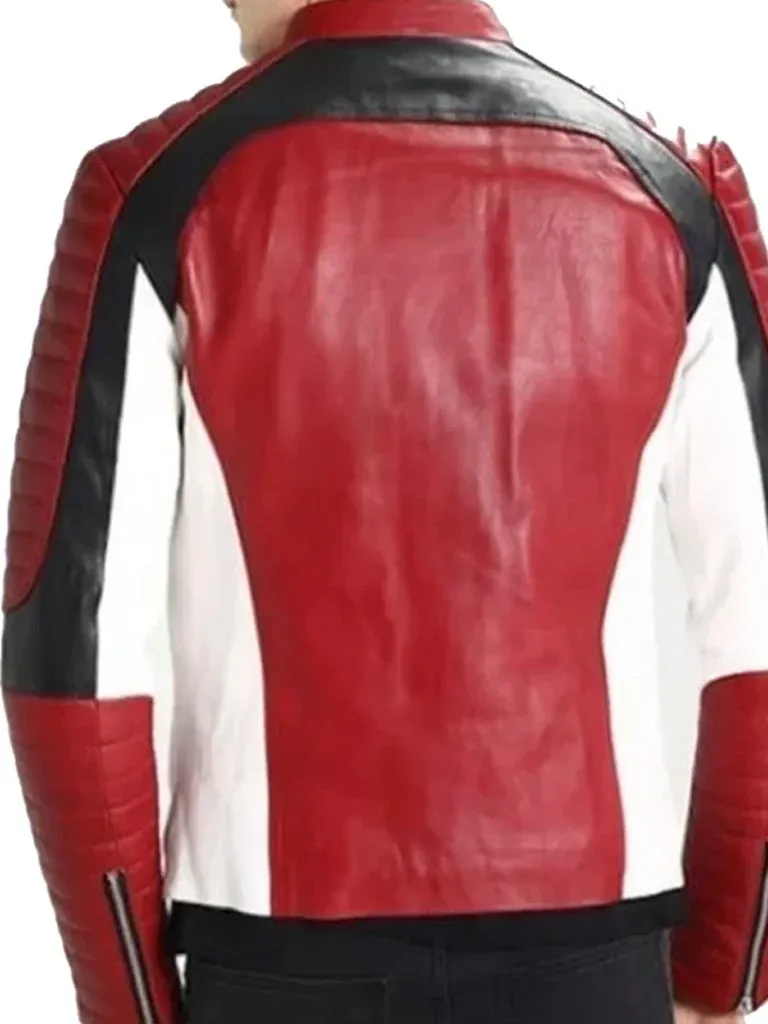 Red Quilted Biker Genuine Leather Jacket