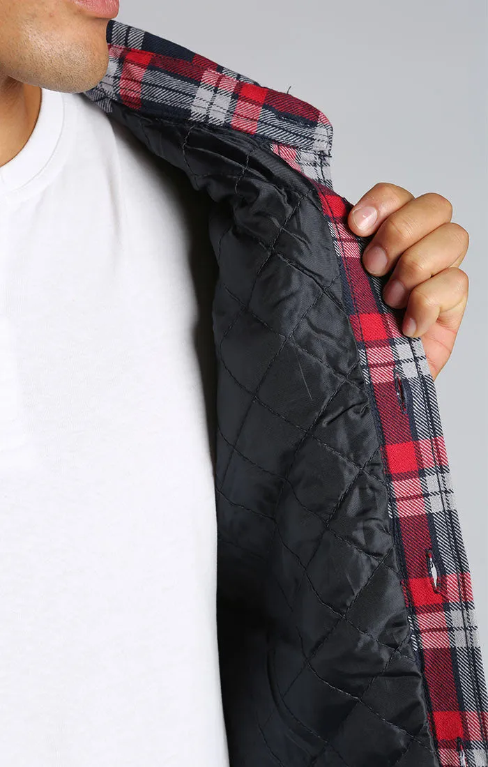 Red Quilted Lined Shirt Jacket