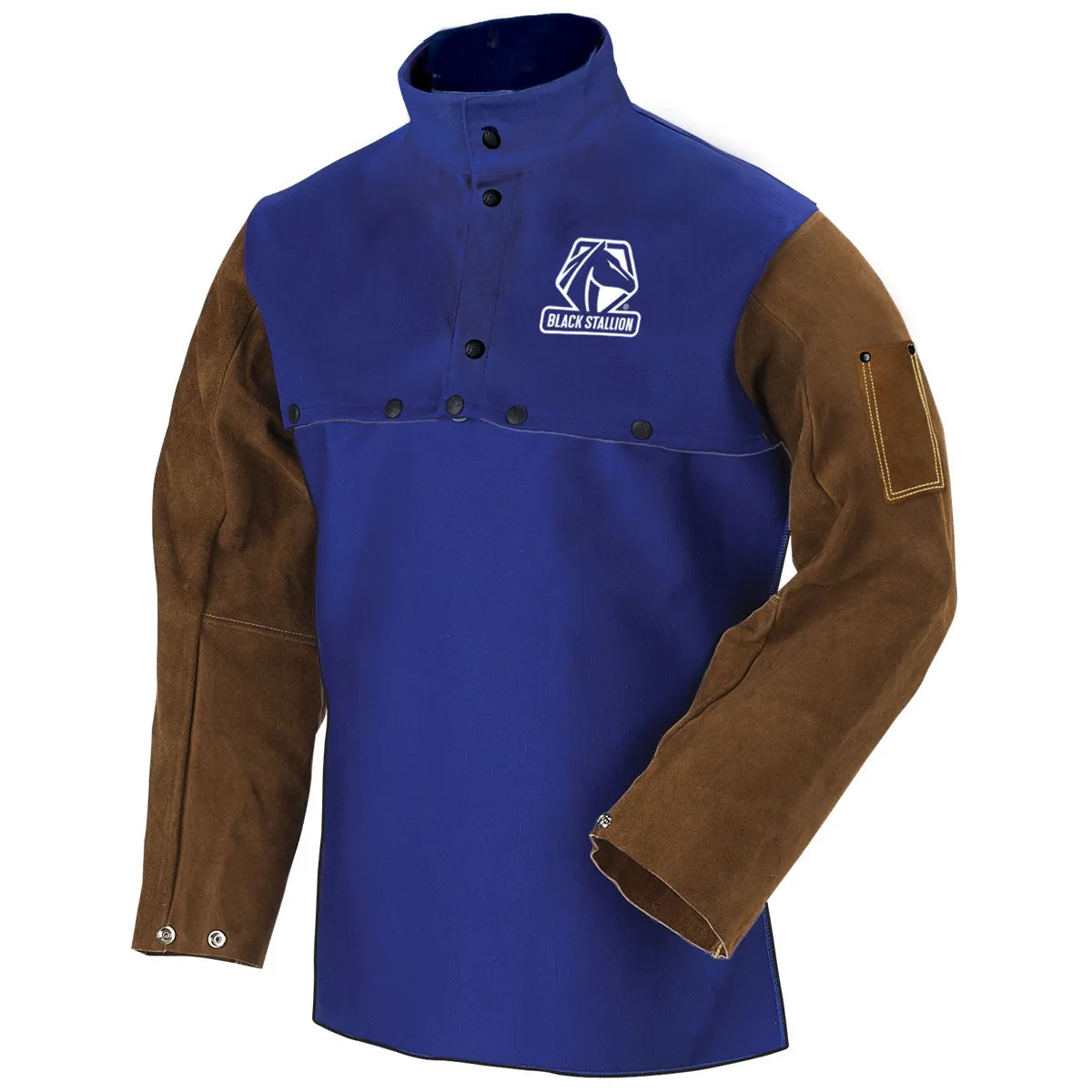 Revco FRB9-21CS/BS 9 oz. Royal Blue FR Cotton & Cowhide Hybrid Cape Sleeves (1 Pack)