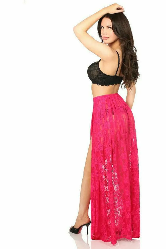 Sheer Fuchsia Lace Skirt