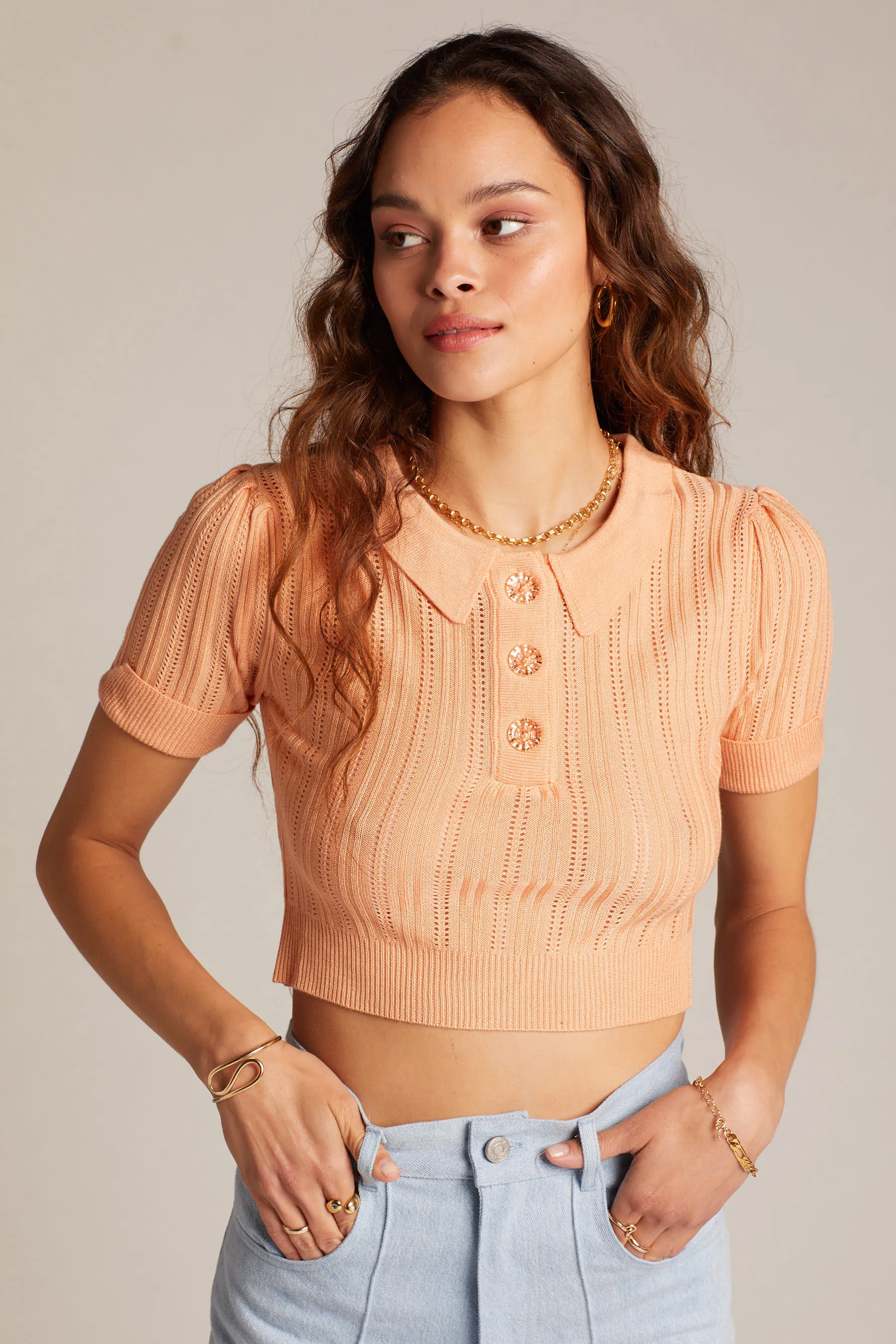 Sherbert Phoebe Polo Sweater