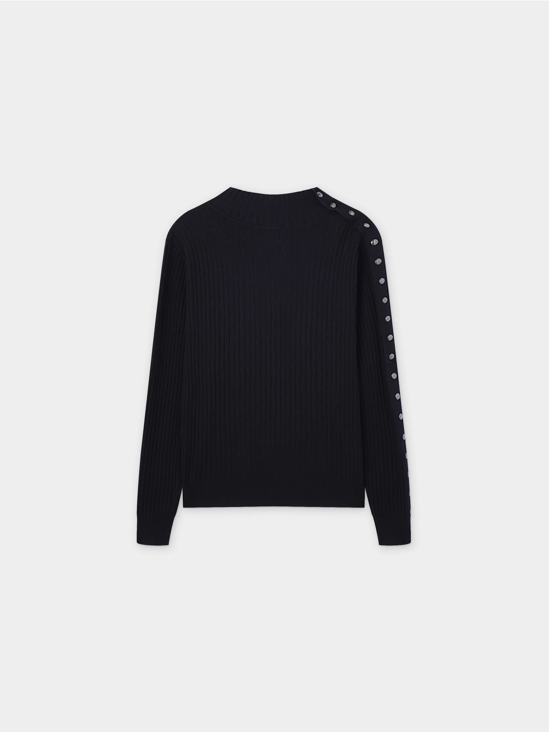 Side Snap Sweater-Black