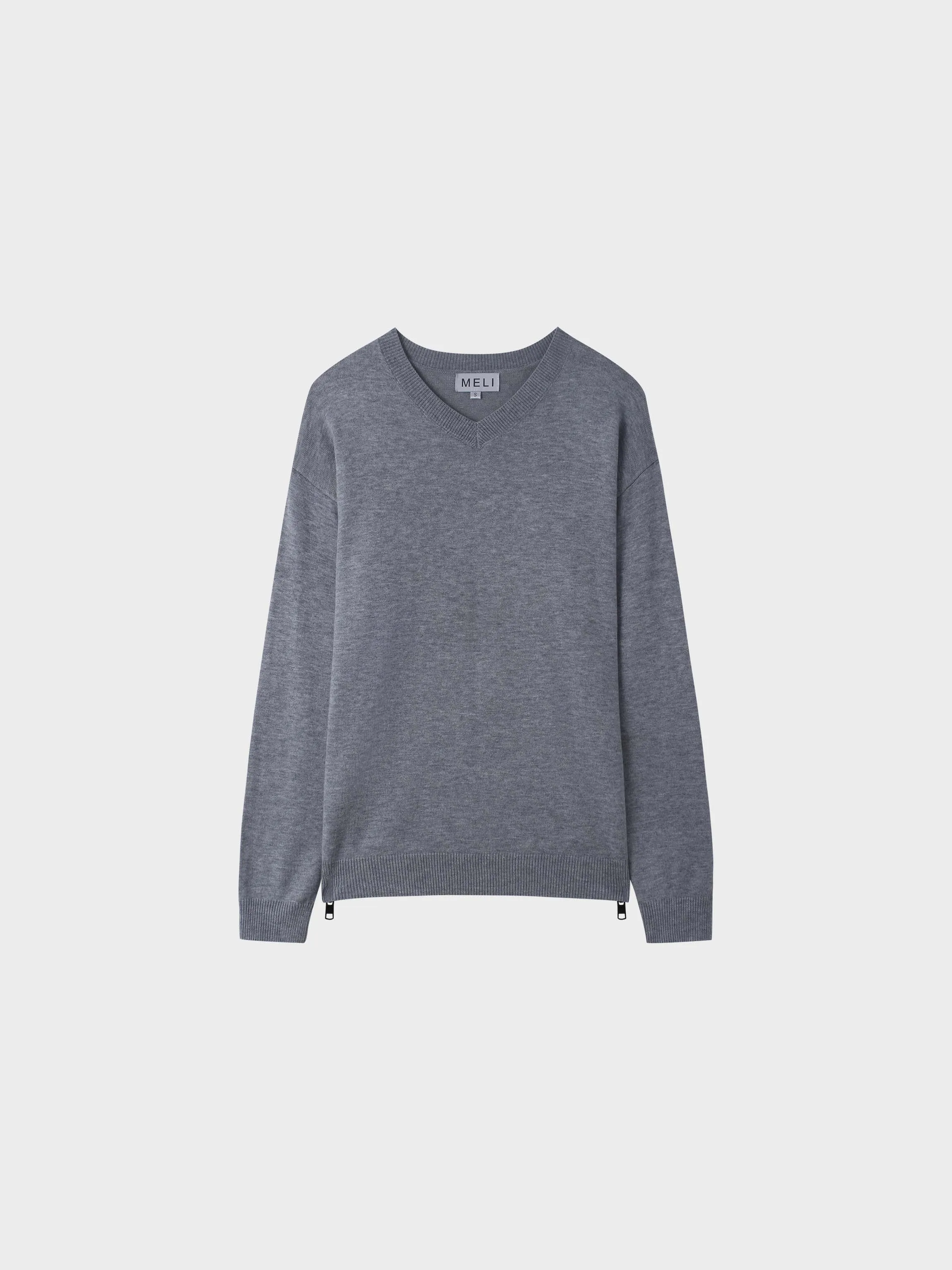 Side Zipper Sweater-Grey