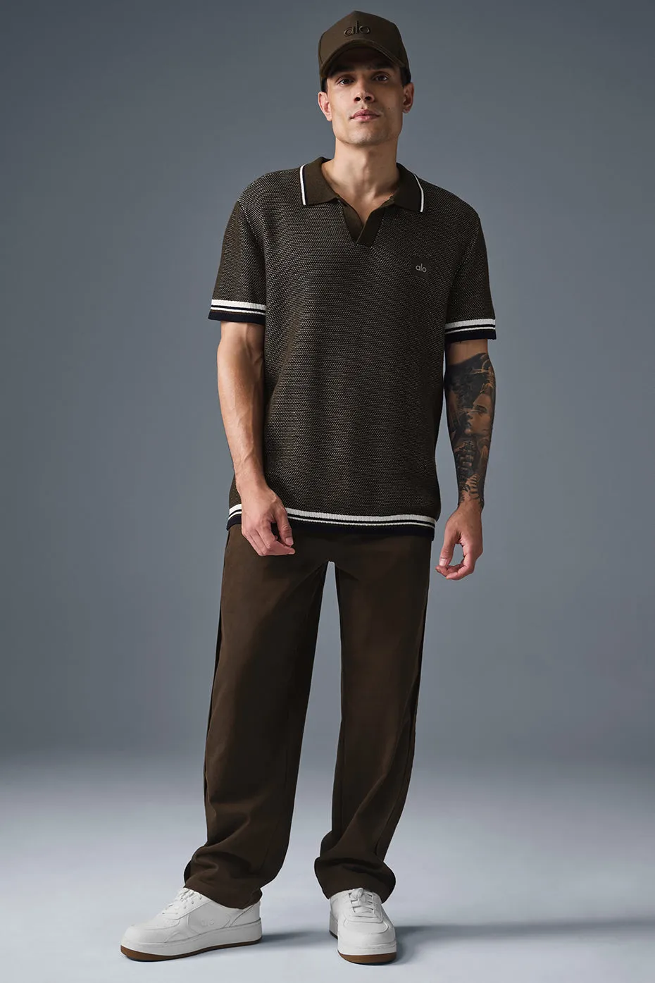 Sports Club Sweater Knit Polo - Espresso