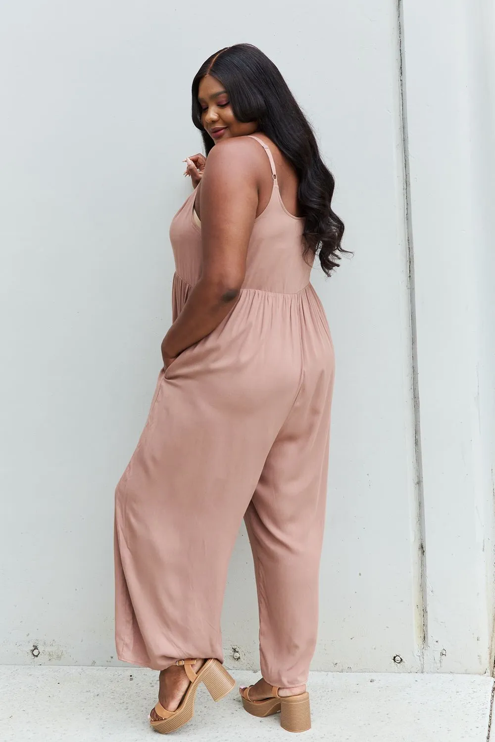 Strawberry Mocha Button Down Jumpsuit