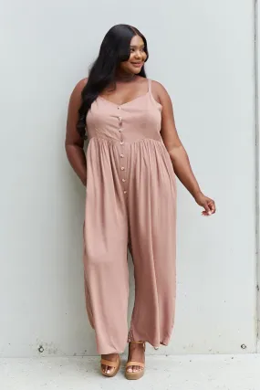 Strawberry Mocha Button Down Jumpsuit