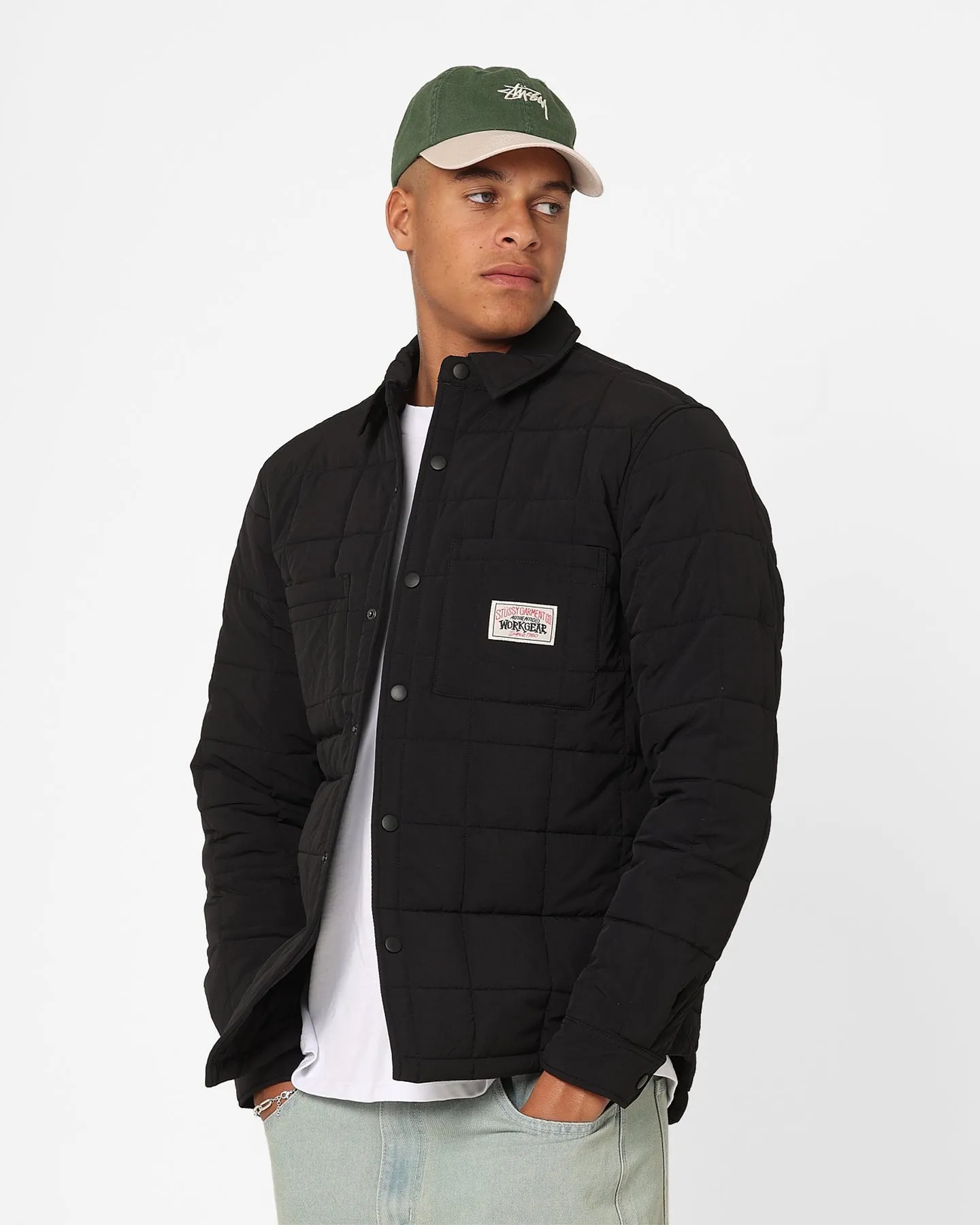 Stussy Quilted Fatigue Shirt Jacket Black