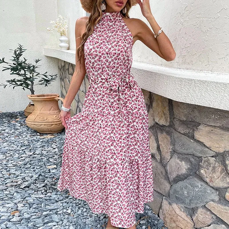 SUMMER FLORAL SMOCK LOOSE RUFFLE DRESS WITH BELT