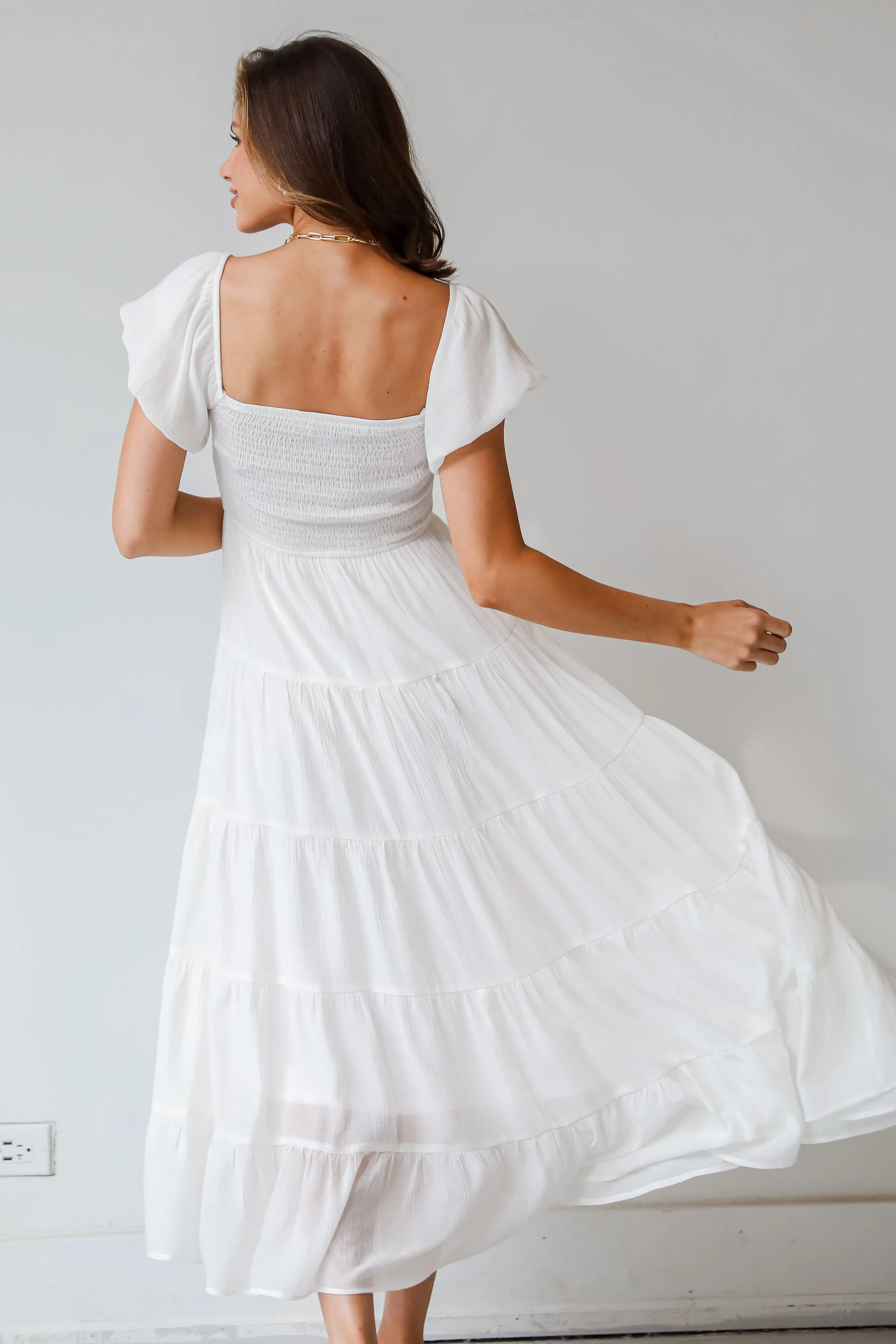 Sunny Persuasion White Tiered Maxi Dress