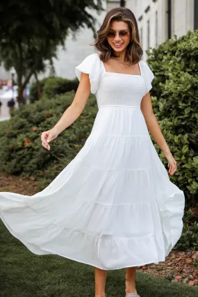 Sunny Persuasion White Tiered Maxi Dress