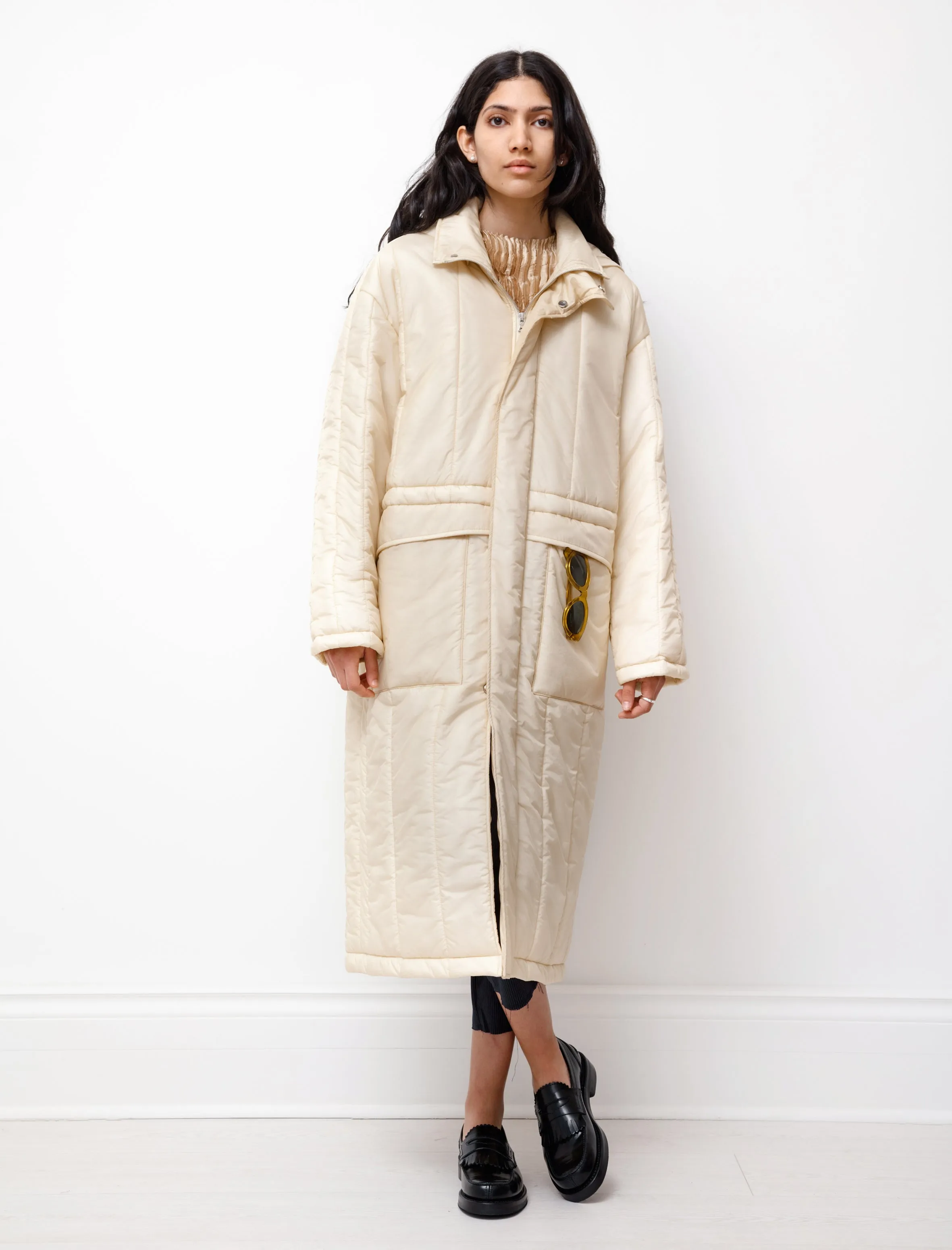 Super Light Airy Nylon Padded Coat Ivory