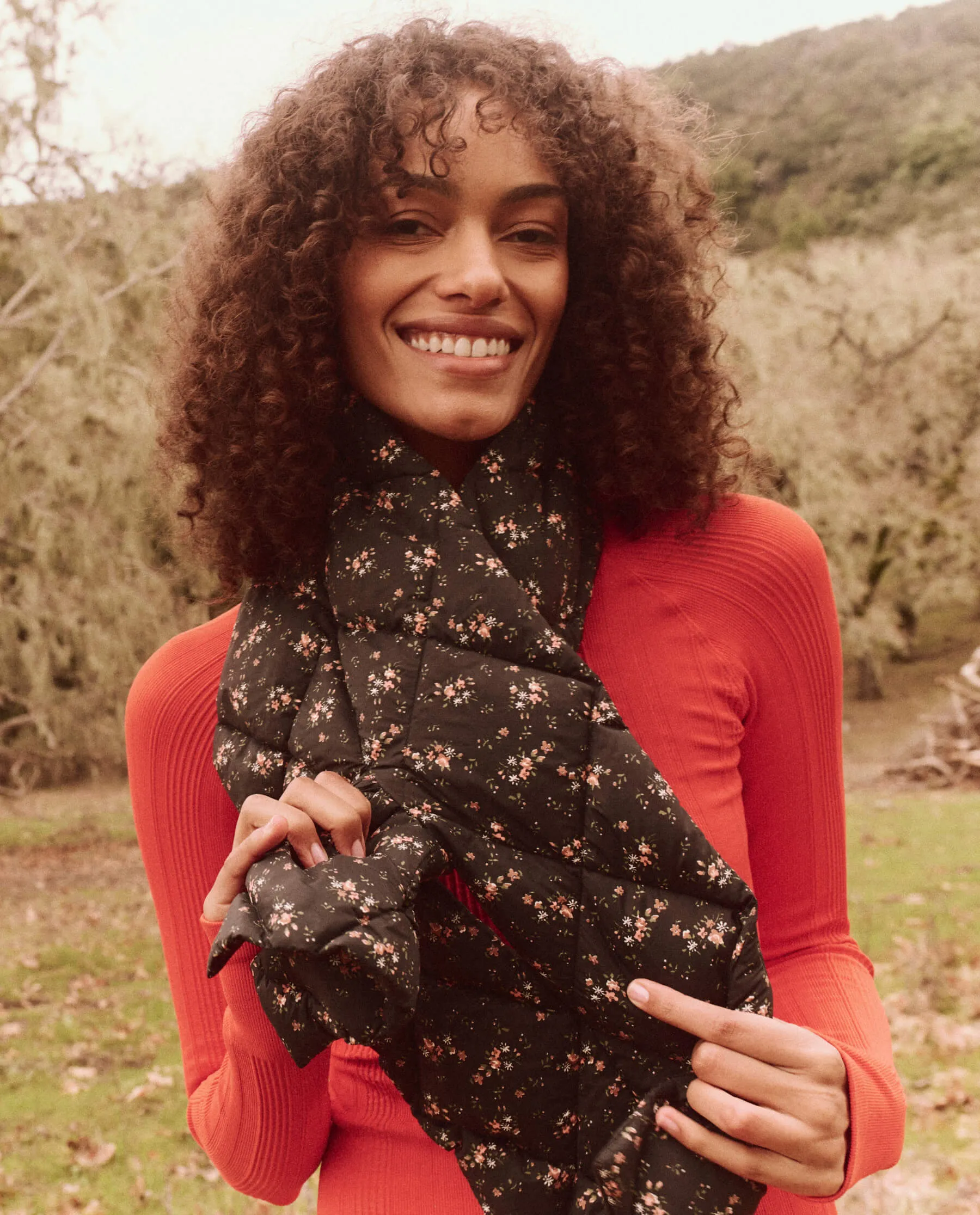 The Down Quilted Puffer Scarf. -- Wilderness Floral