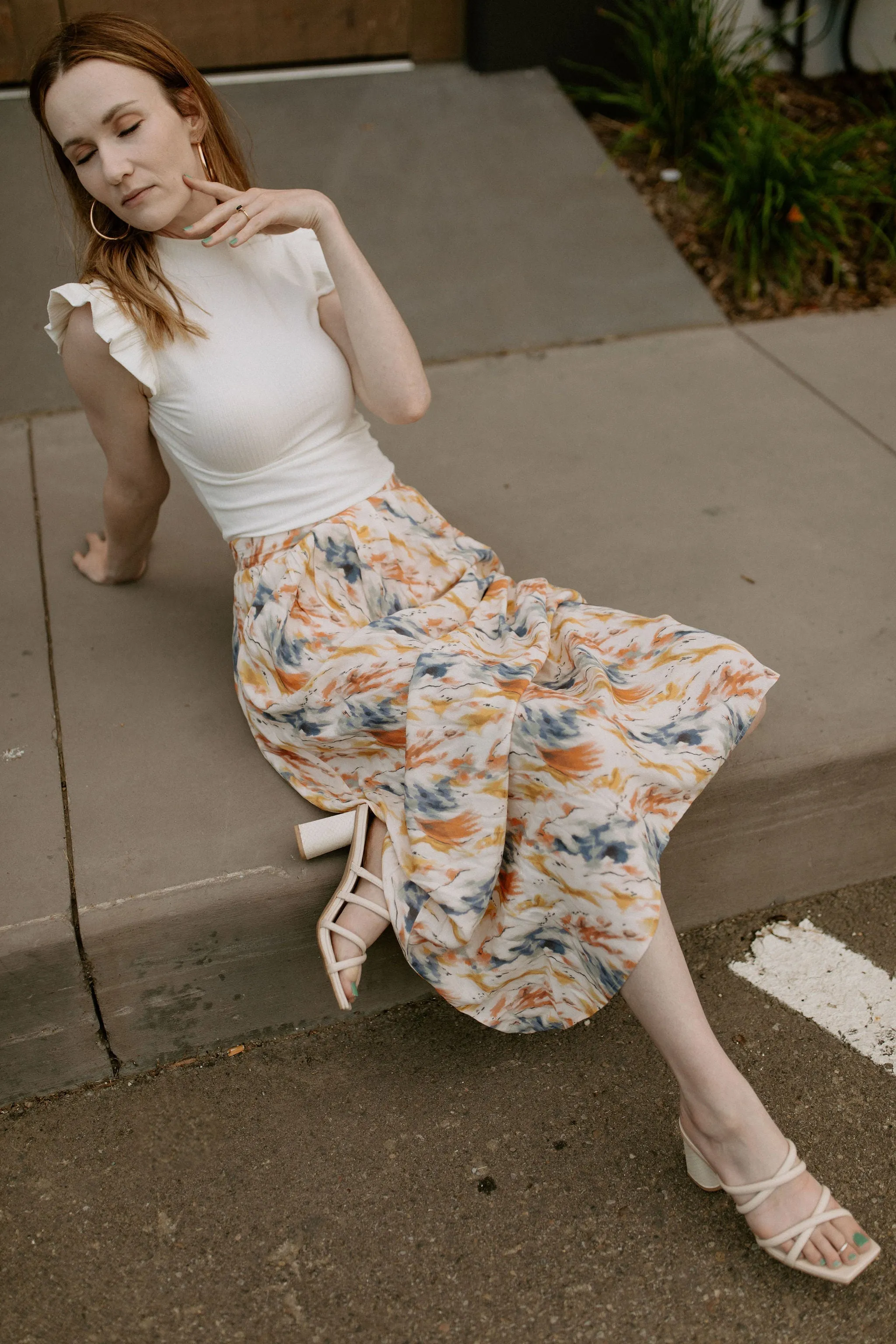 The Kasia Watercolour Maxi Skirt - PLUS