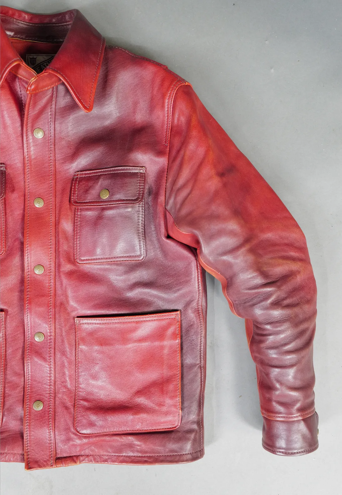 The Shop Vancouver Hand Dyed Chore Jacket- Camel / Red