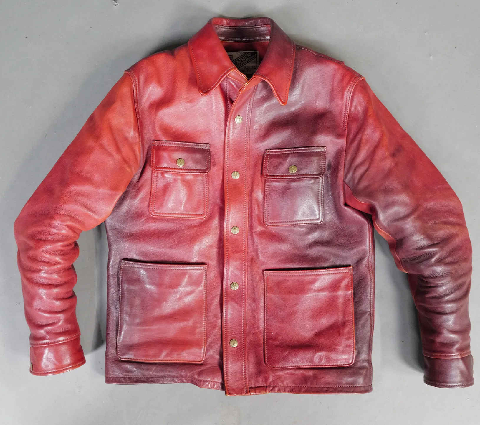 The Shop Vancouver Hand Dyed Chore Jacket- Camel / Red