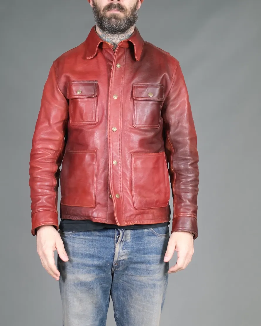 The Shop Vancouver Hand Dyed Chore Jacket- Camel / Red