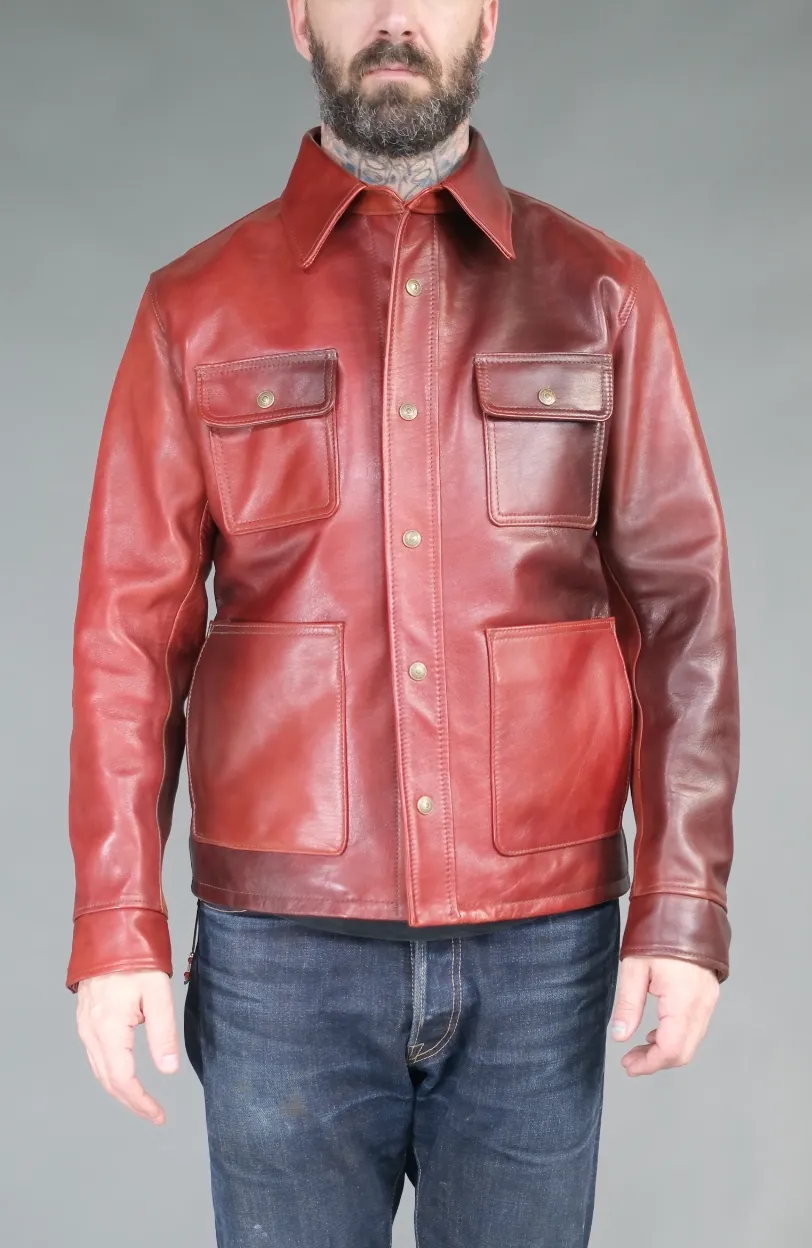 The Shop Vancouver Hand Dyed Chore Jacket- Camel / Red