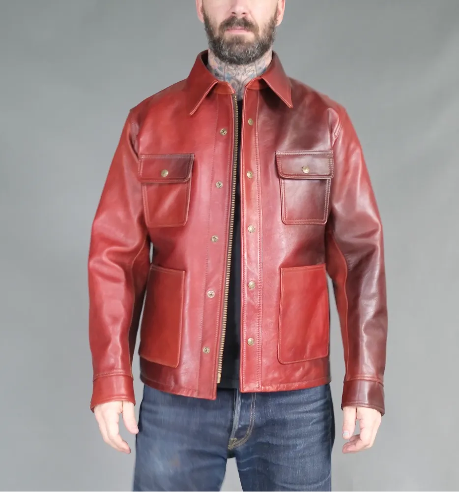 The Shop Vancouver Hand Dyed Chore Jacket- Camel / Red