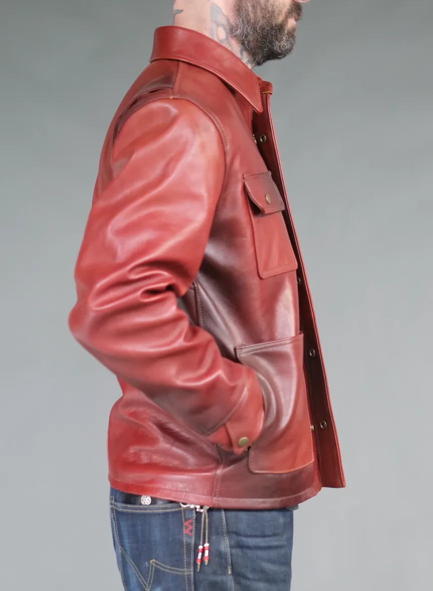 The Shop Vancouver Hand Dyed Chore Jacket- Camel / Red