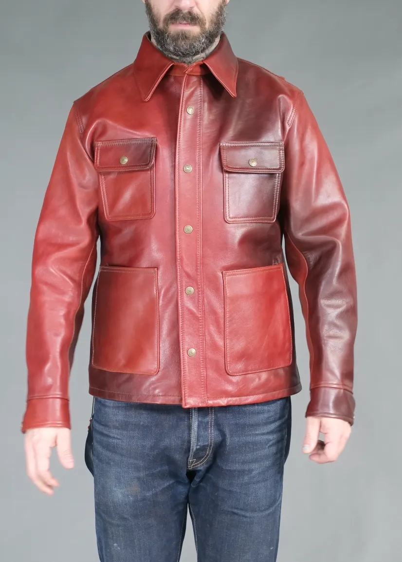 The Shop Vancouver Hand Dyed Chore Jacket- Camel / Red