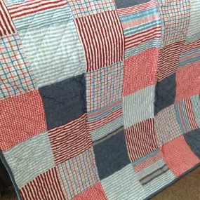 Thomas Cotton Quilted Patchwork Throw Rug & Bonus Star Cushion Cover