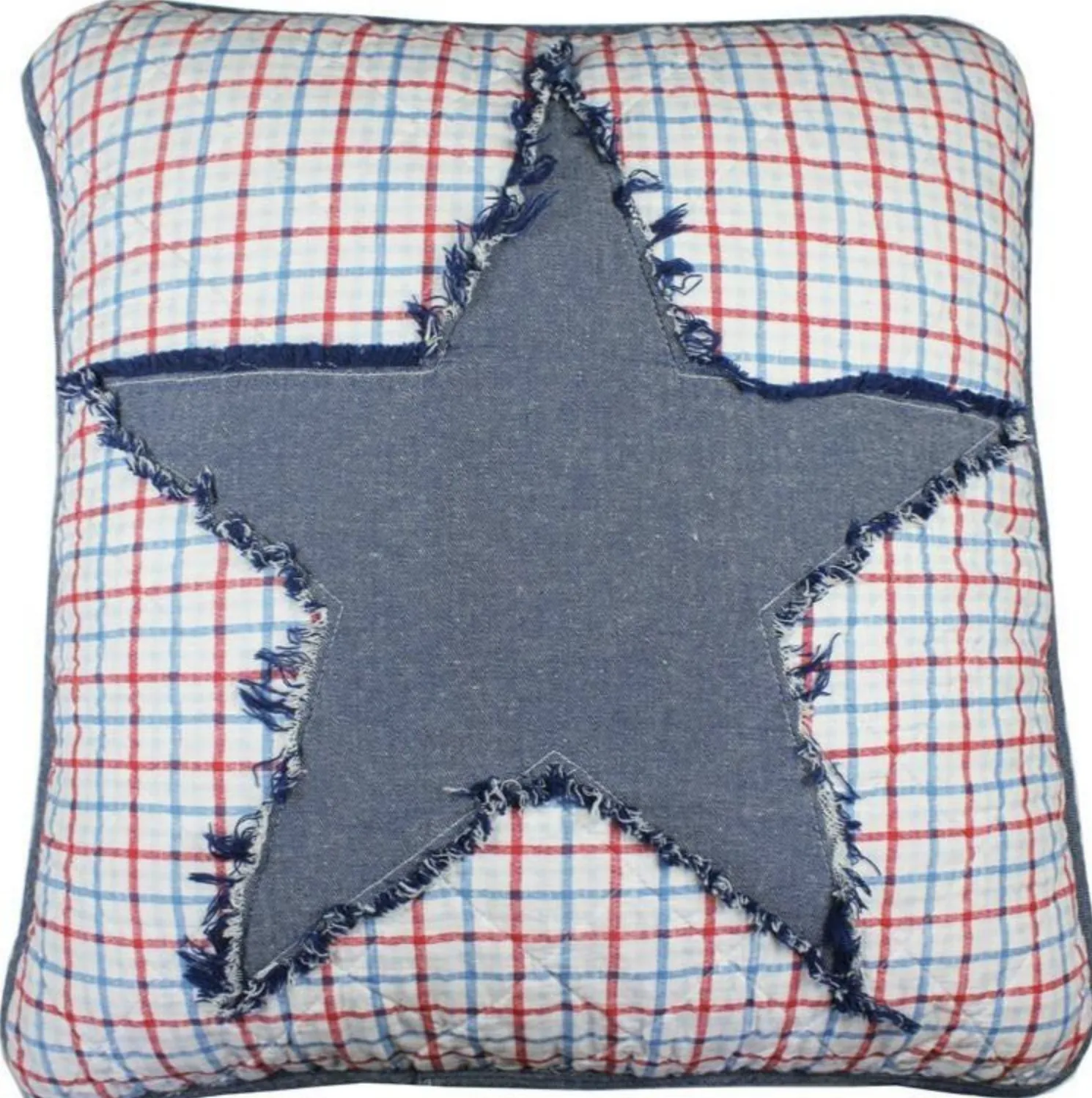 Thomas Cotton Quilted Patchwork Throw Rug & Bonus Star Cushion Cover