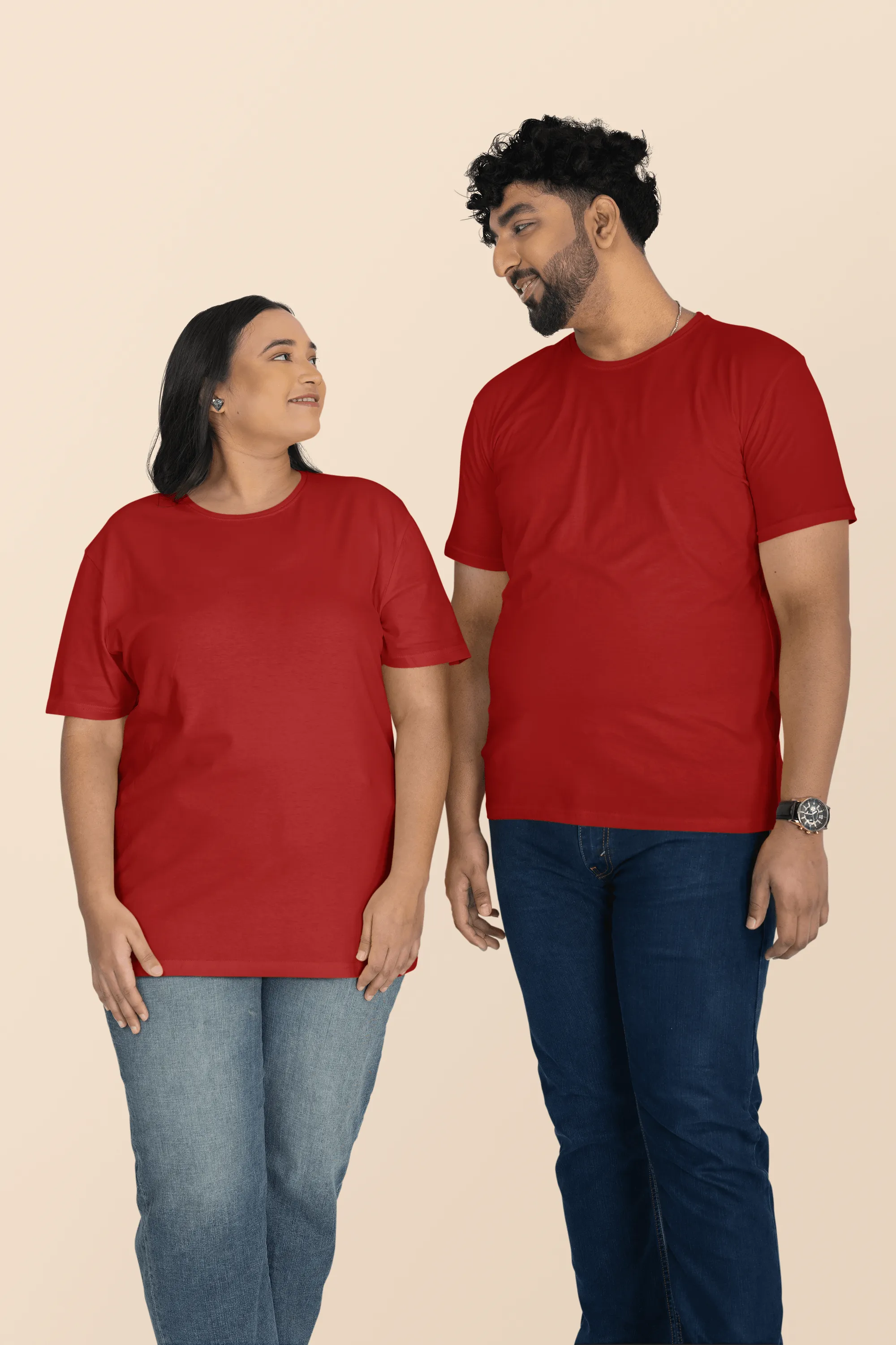 Unisex Plus Size T-Shirt - Ultra-Soft Cotton, Bio-Washed (Brick Red)