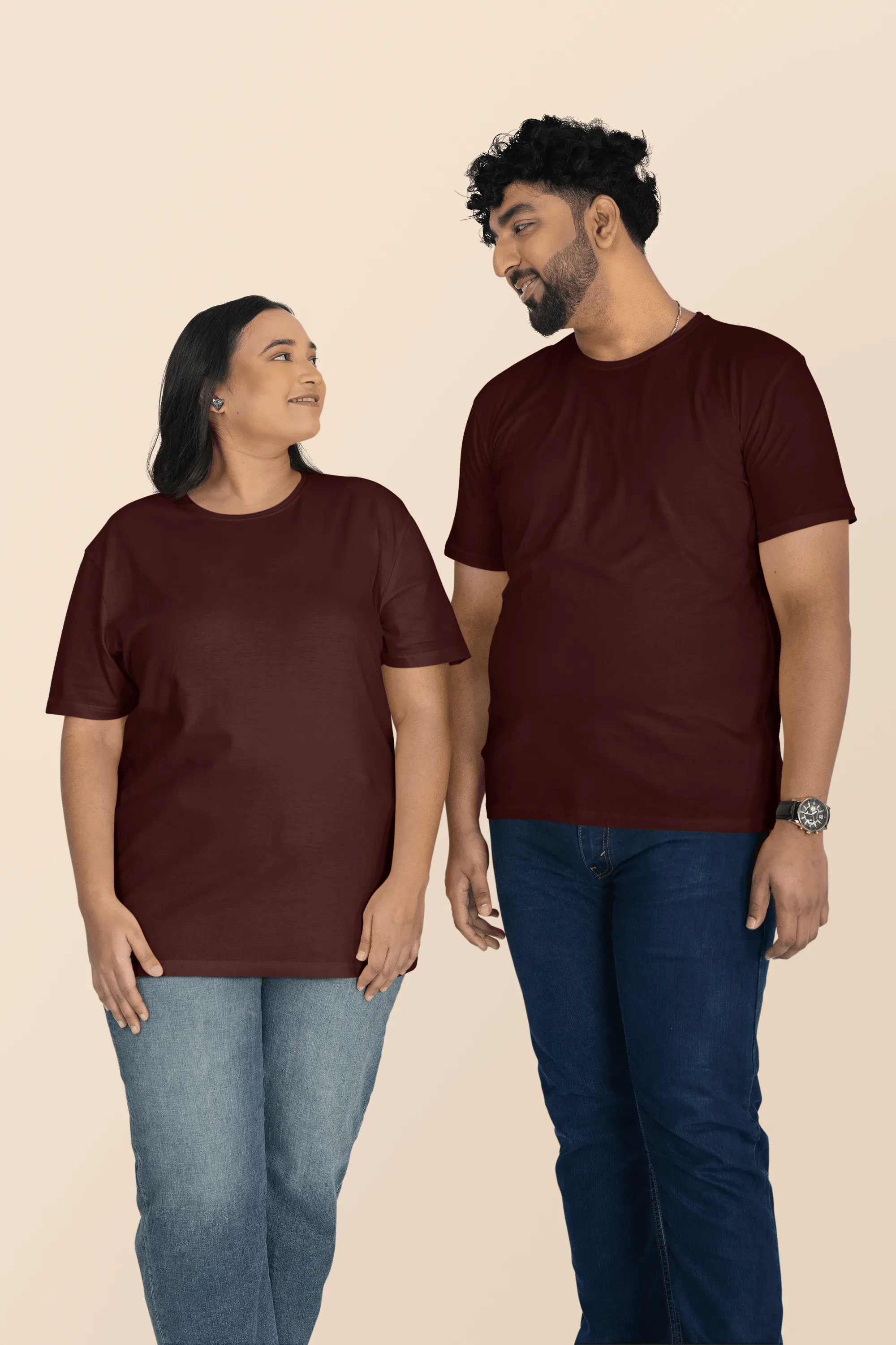 Unisex Plus Size T-Shirt - Ultra-Soft Cotton, Bio-Washed (Brick Red)