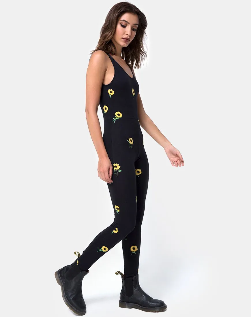 Unitard in Ditsy Sunflower