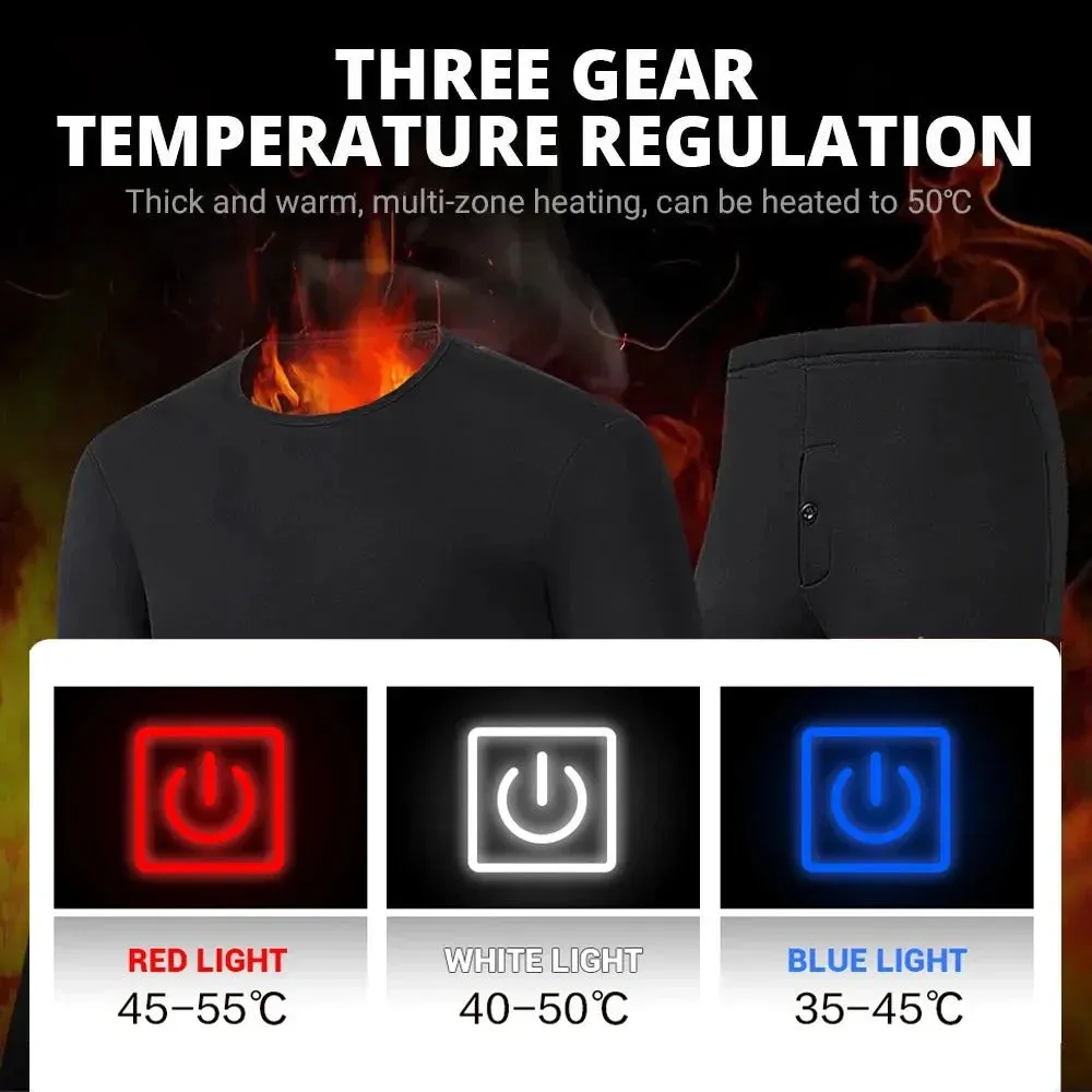 USB Heated Thermal Underwear Pants - 3 Temperature Settings | Winter Warming Base Layer for Men & Women