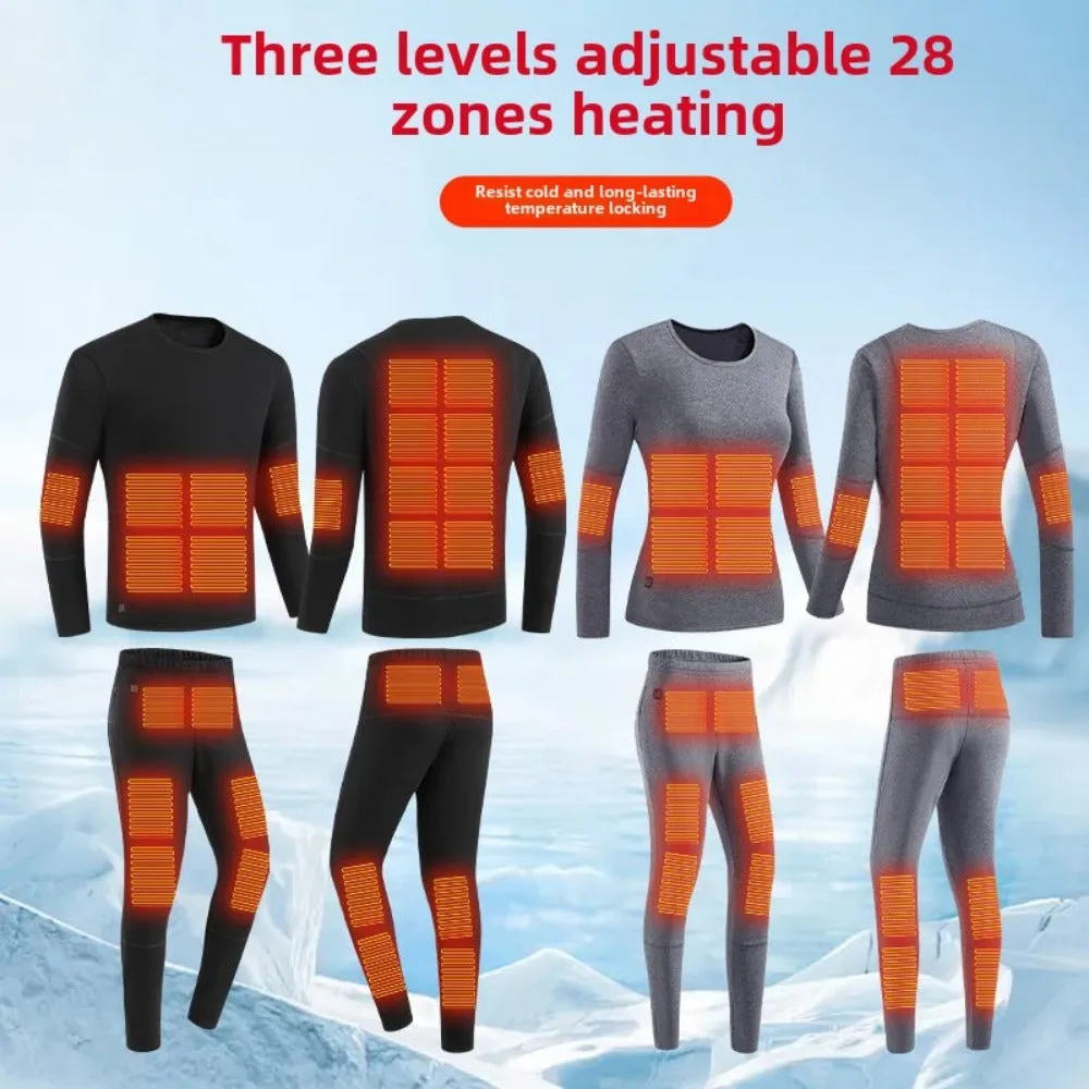 USB Heated Thermal Underwear Pants - 3 Temperature Settings | Winter Warming Base Layer for Men & Women