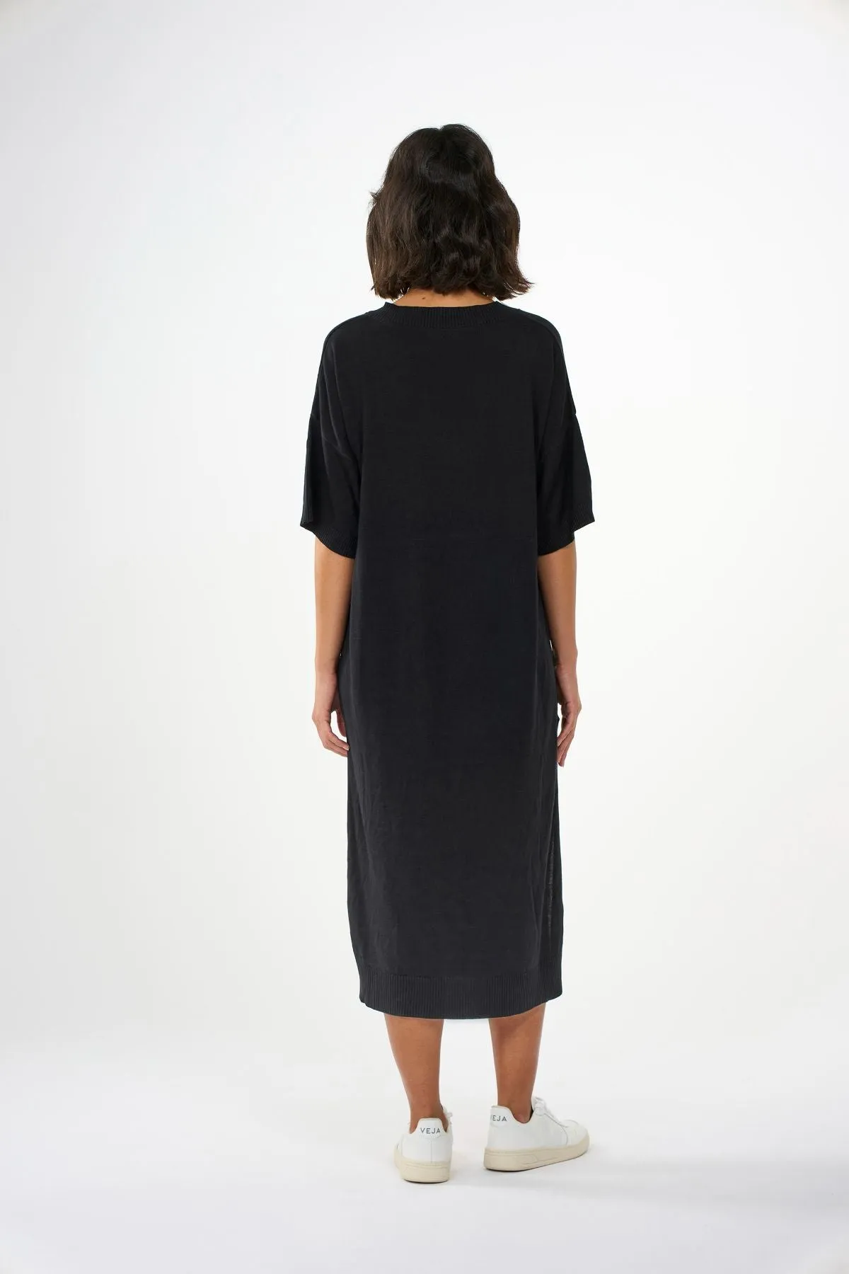 V-Neck Viscose Knit Dress Knowledge Cotton Apparel