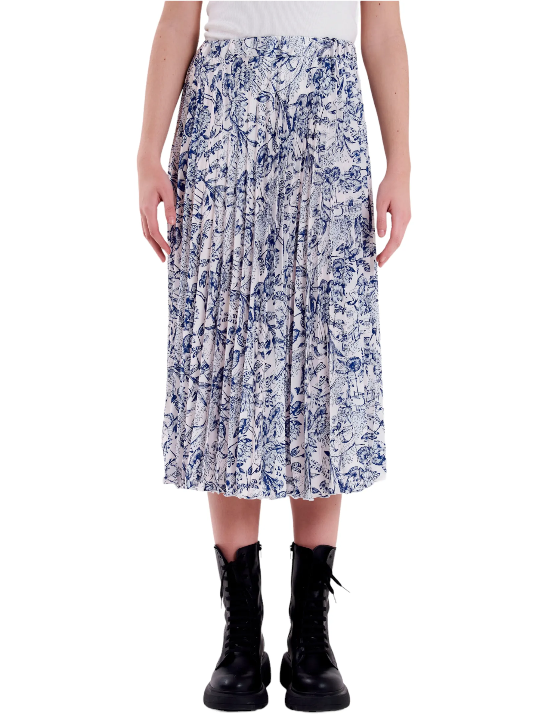 Vicolo light blue floral print midi skirt