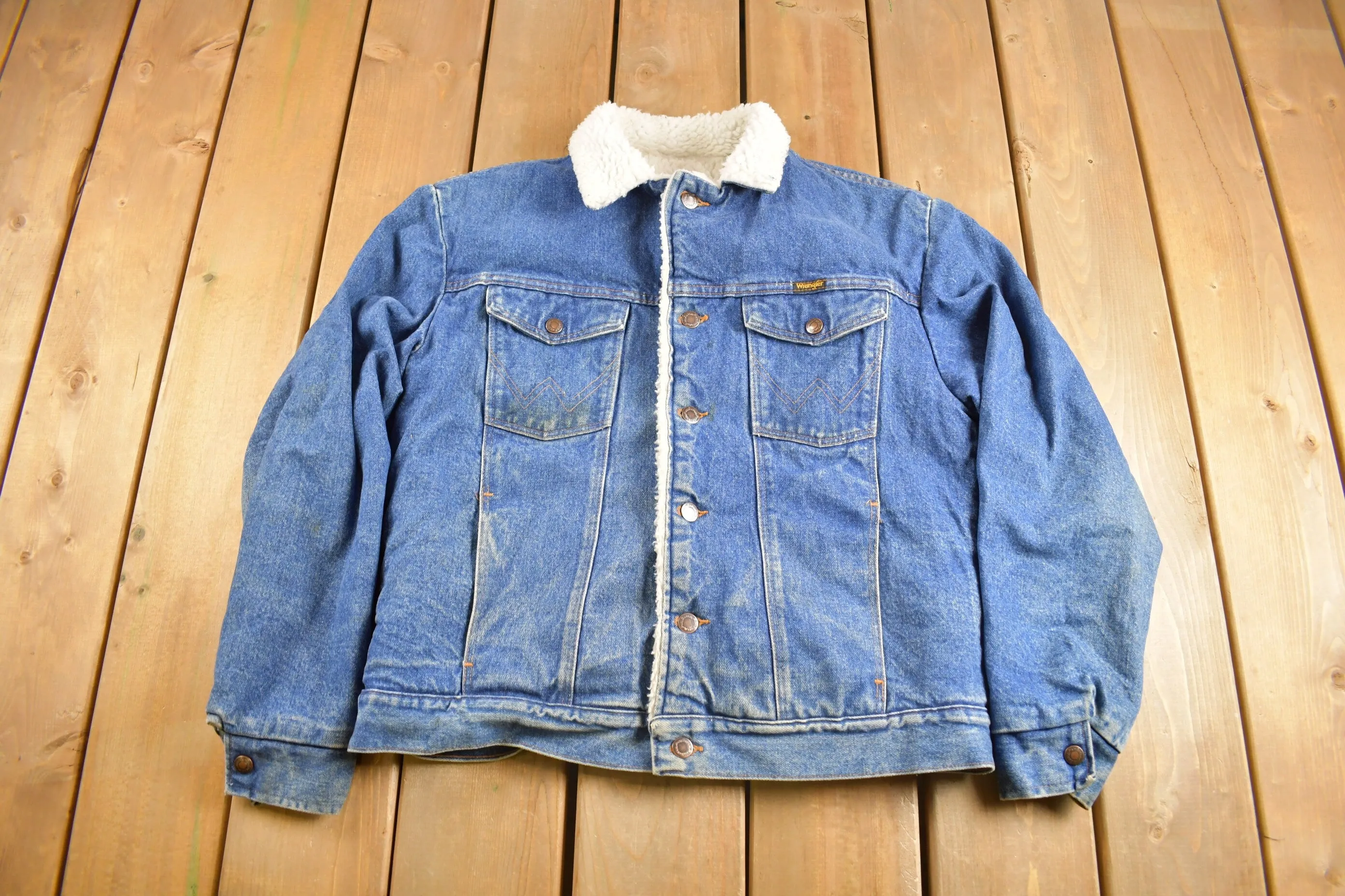 Vintage 1990s Wrangler Fleece Lined Jean Jacket