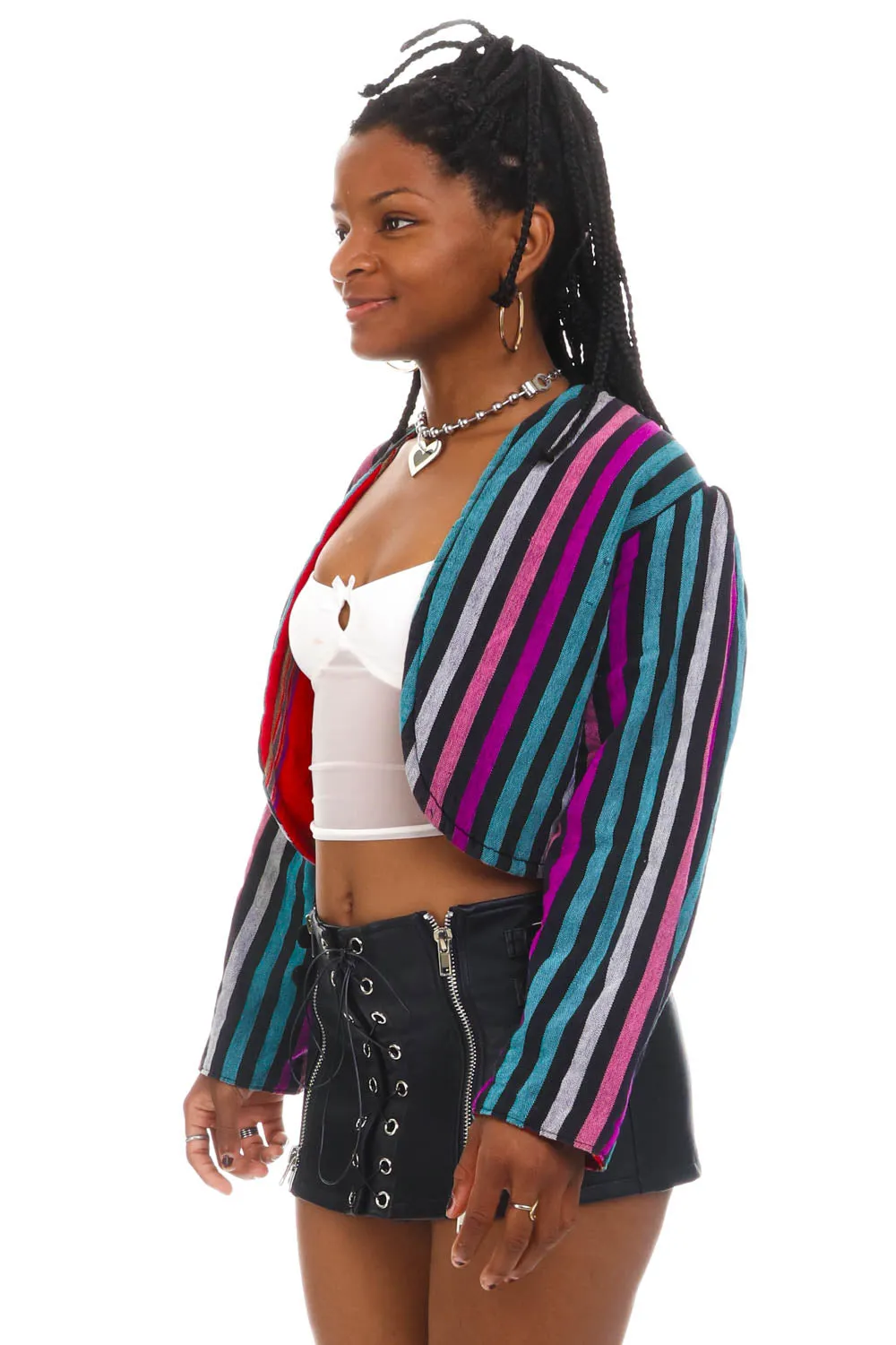 Vintage 90's Reversible Stripes Vs. Stripes Bolero Jacket - S