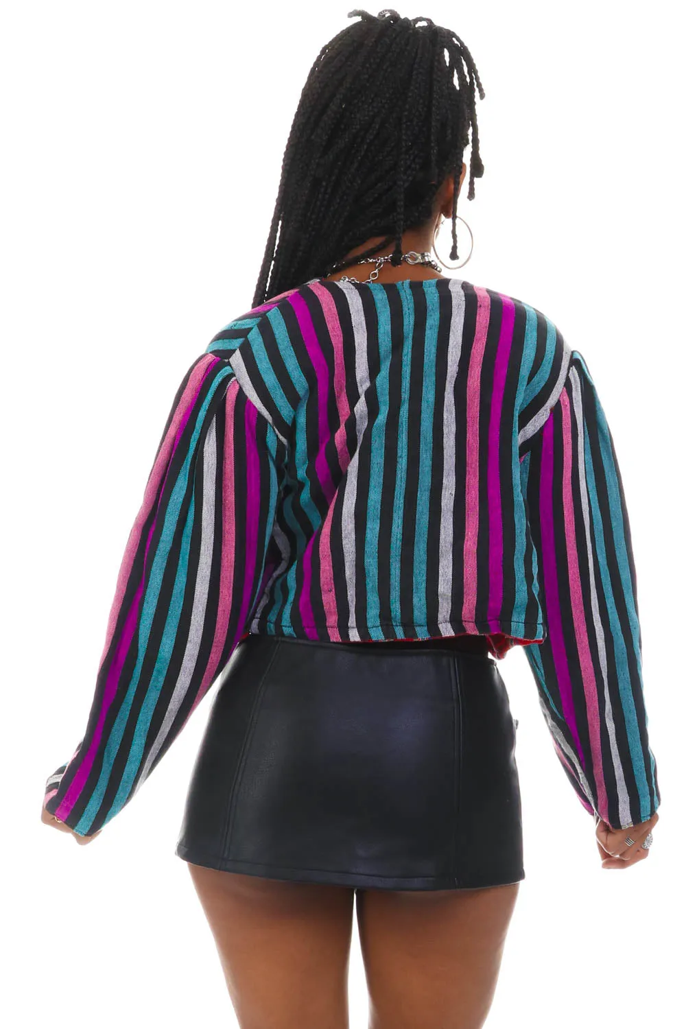 Vintage 90's Reversible Stripes Vs. Stripes Bolero Jacket - S