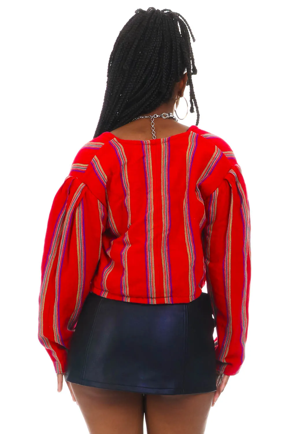 Vintage 90's Reversible Stripes Vs. Stripes Bolero Jacket - S