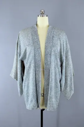 Vintage Blue Green Silk Kimono Cardigan